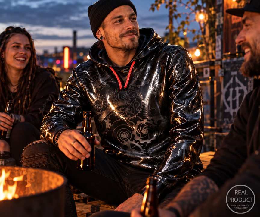 HOODIE STEAMPUNK EXTREME „LOOSE FIT“ Latex Laser Edition