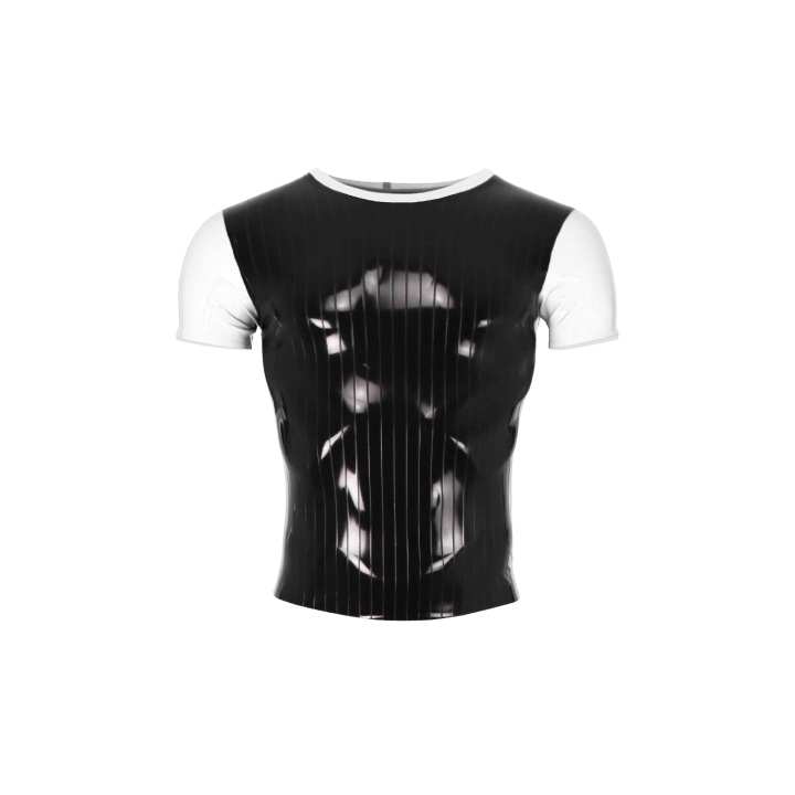 Preview: Latex Shirt PINSTRIPE 1 weiß