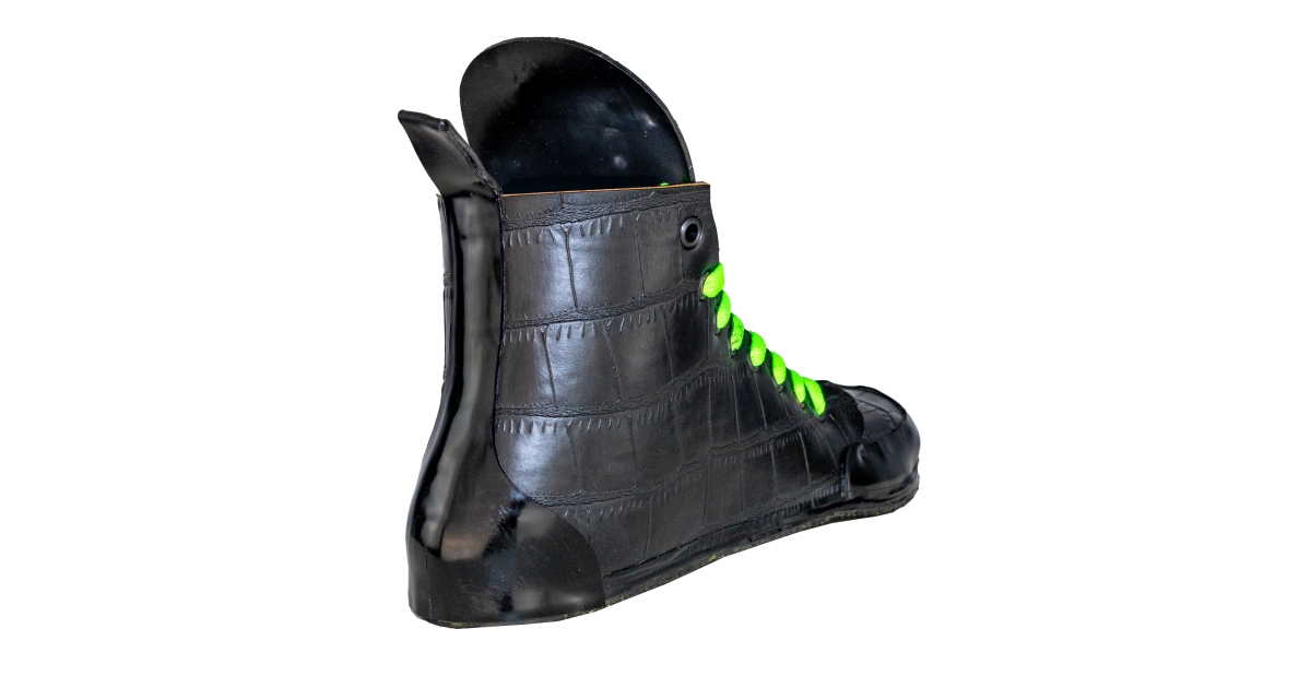 Laser Croc RubberTech-Clothing - Latex Sneakers CROC black green Laser Edition ...